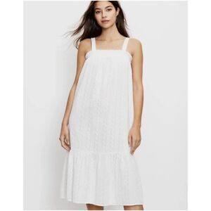 LOFT Women's Embroidered Floral Square Neck Midi Dress White Size Large